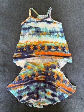 T2 Love Kids Tie-Dye Tank & Skirt Set in Orange, Blue, Teal, Navy